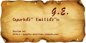 Gyurkó Emilián névjegykártya